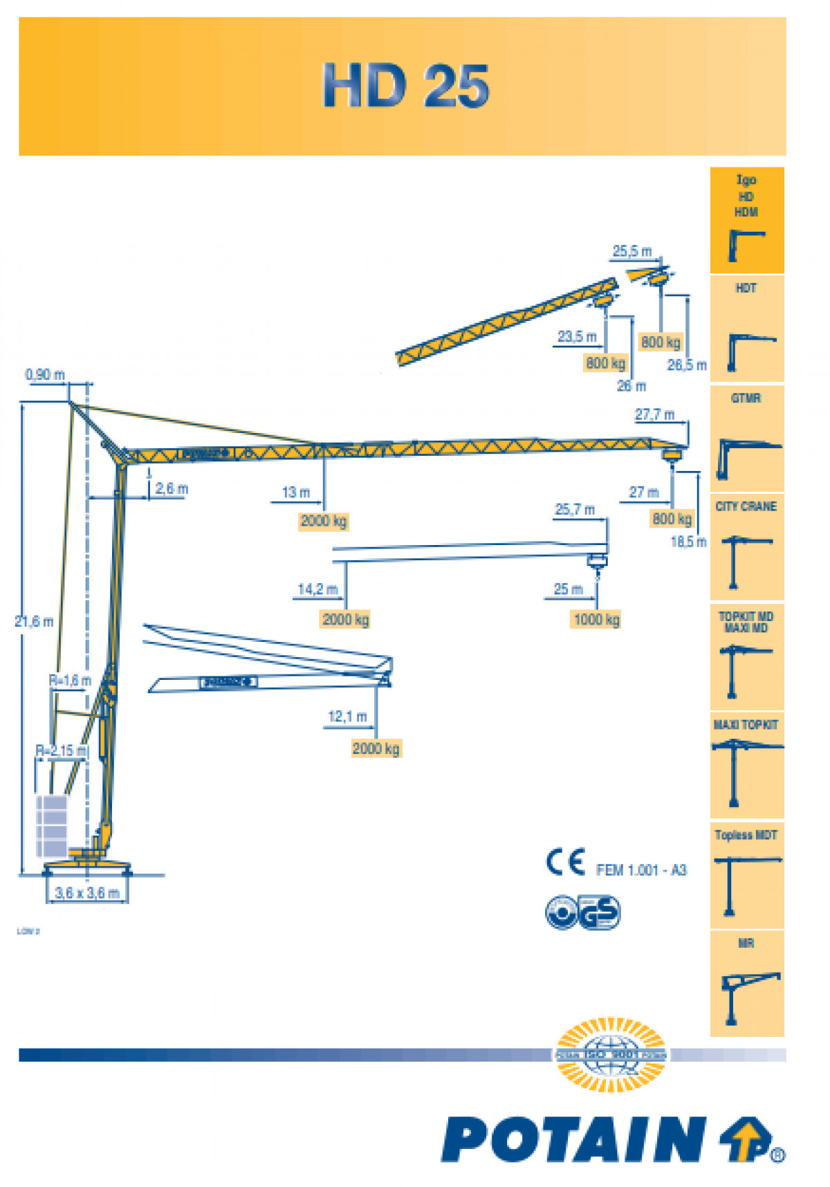 Potain HD25 Mietkran mieten