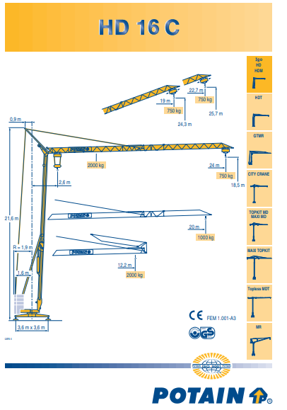 Baukran Potain HD 16 C mieten