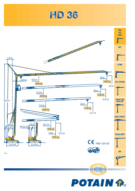 Baukran Potain HD 36 mieten