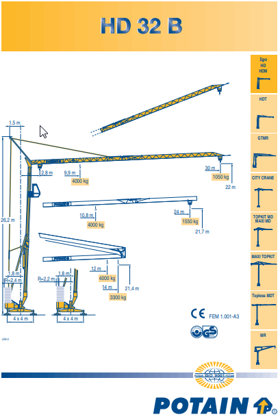 Baukran Potain HD 32 B mieten